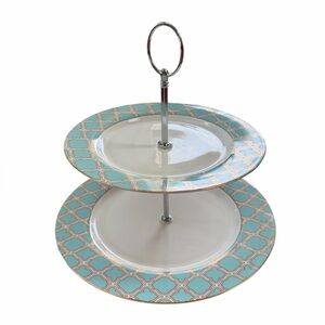 Grace’s Teaware two tier serving dish.  Blue and gold design is Regency.